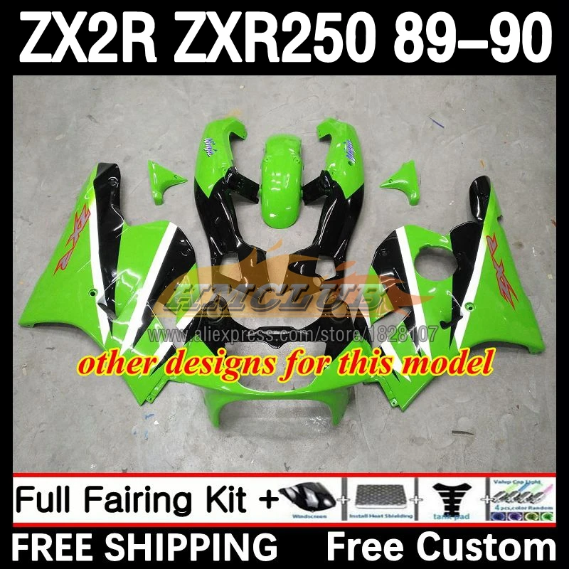 Fairing Kit For KAWASAKI NINJA ZXR-250 ZX2R ZXR250 127No.45 ZX-R250 ZXR 250  C ZX-2R 89 90 ZX 2R R250 1989 1990 Body Stock Green