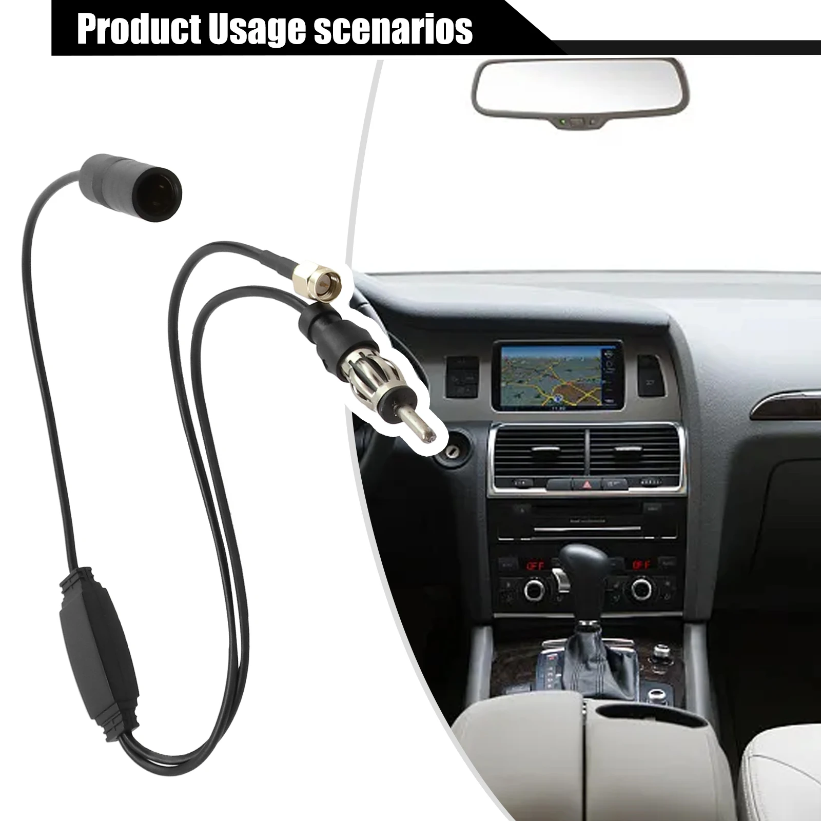 

FM/AM DAB Car Radio Active Antenna Aerial Splitter Adapter Cable SMA Converter Radio Signal Amplifier Car Radio Plug