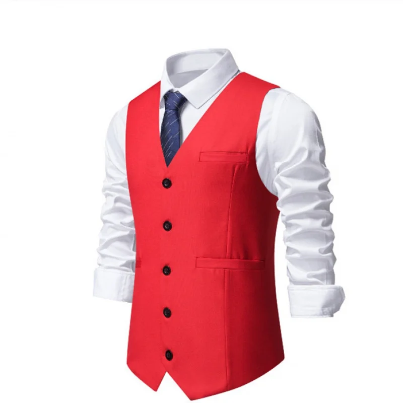 Men's vest casual business formal wear men's suit vest plus size slim single-breasted waistcoat