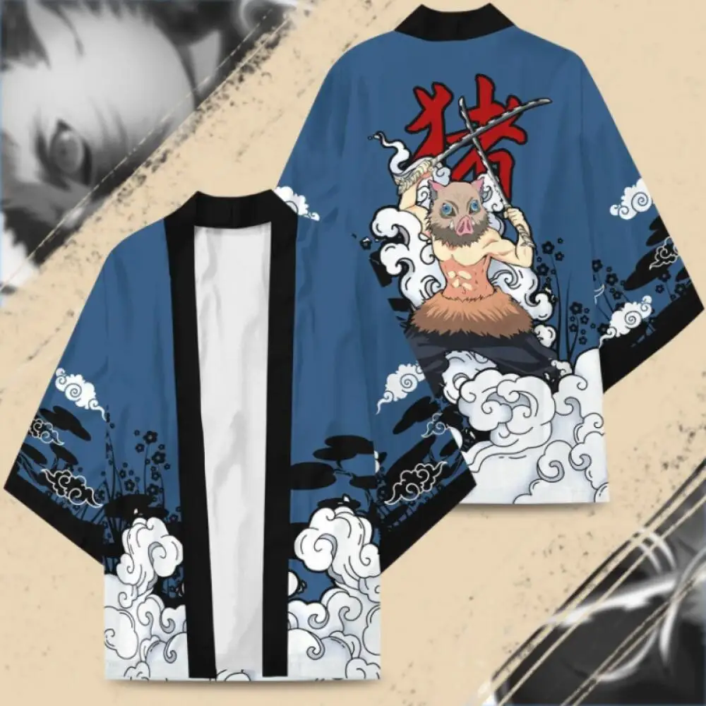 Japanese Anime Character Kamado Tanjiro 3D Printed Kimono Traditional Unisex Cosplay Haori Kamado Nezuko Yukata Cardigan