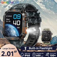 2024 Smart Watch 2.01 Screen Outdoor Flashlight Compass IP68 Waterproof Wireless Calling 600mAh 100+Sport Mode 1