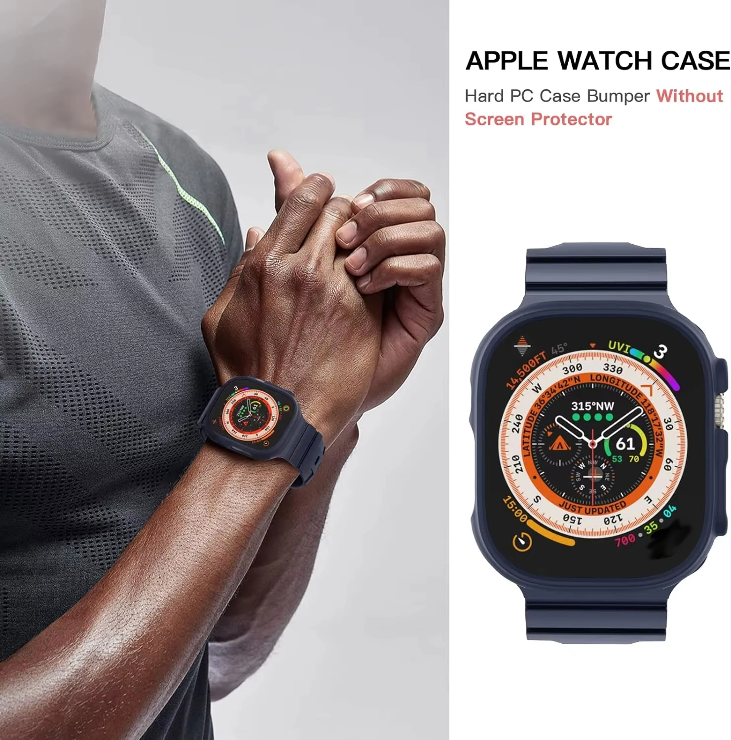 Protective Hard Shell Case for 49mm Smartwatch - Durable Bumper Cover with Fall Prevention
