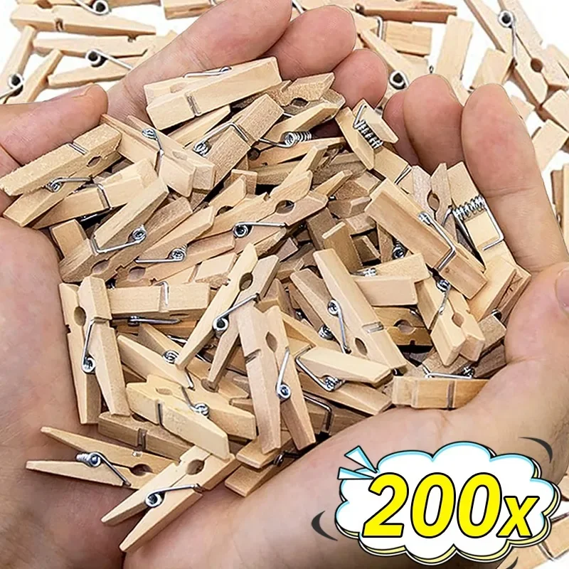 50/200pcs wooden photo clips memo paper pegs for DIY wedding party supplies