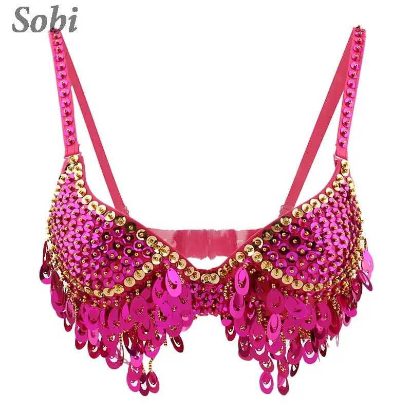 Женский сексуальный бюстгальтер для танца живота, блестящий бюстгальтер с блестками и бисером, одежда для танца живота, карнавальные костюмы