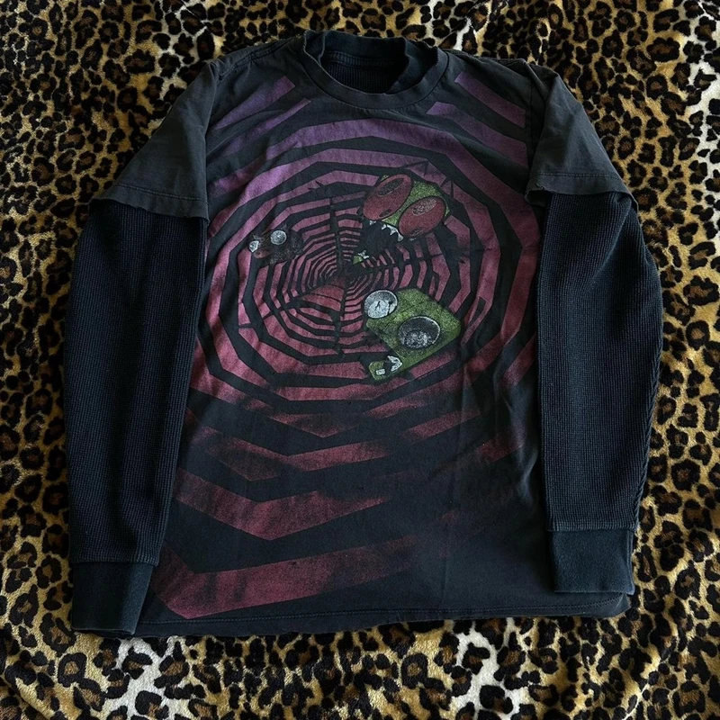 Y2K Fairy Cyber Grunge T-Shirts for Women Vintage Skull Graphic Print Long Sleeve Tees 90s E-Girls Gothic Emo Tops Clothes