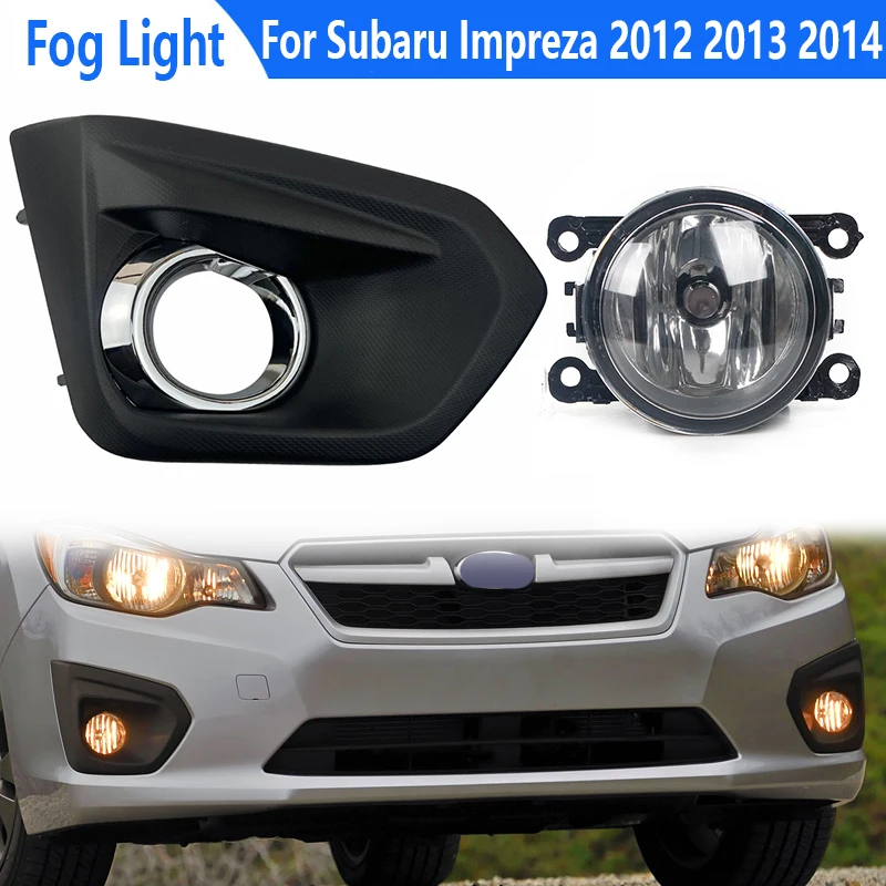 Фото Для Subaru Impreza 2012 2013 2014, передний бампер автомобиля, противотуманная лампа, ободок с хромированной абс крышкой переднего бампера, противотуманная фара в сборе №1