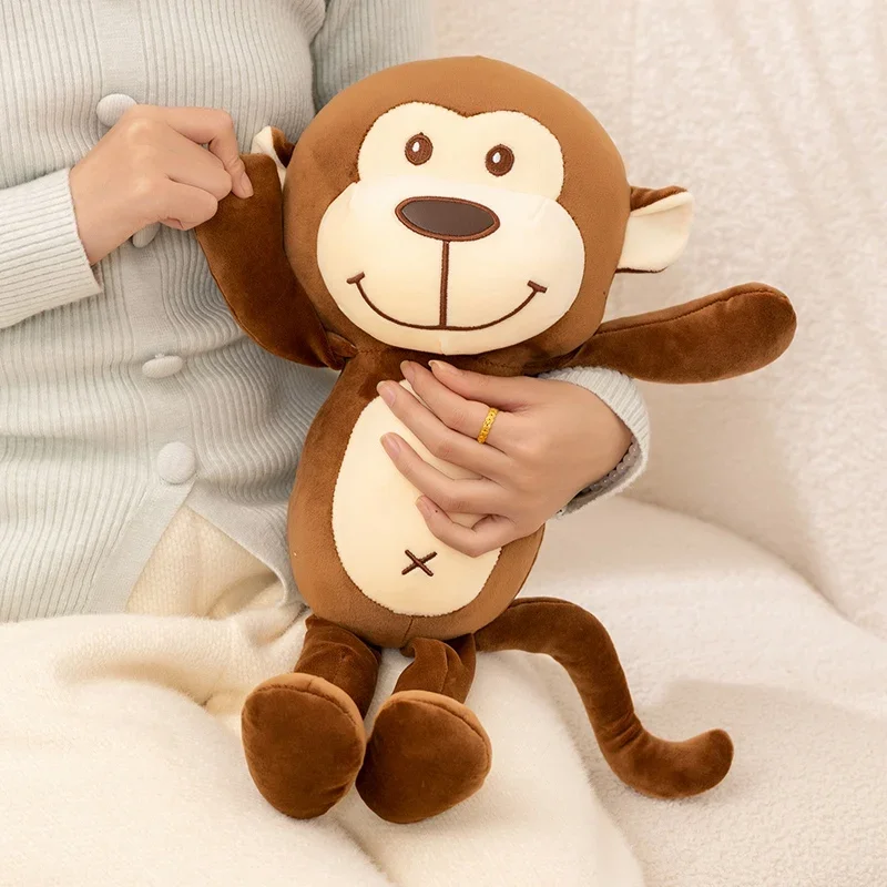 Hot 1pc 45cm Kawaii Monkey Plush Doll Brown Smiling Monkey Soft Stuffed Animal Cute Huggable Plushies Birthday Gifts For Girl