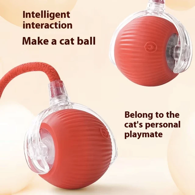 Cat Interactive Ball Toys Automatic Rolling Ball Faux Tail Rechargeable Smart Pet Electronic Toy Dog Cat Training Imitate Mouse 3