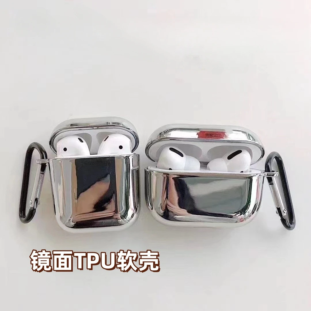 Neu für Apple Airpods Pro 3 1 2 3 4 Pro Pro2 Kopfhörer Abdeckung Schutzhülle Galvanisierte Spiegel Einfache Silber Fall Mit Haken