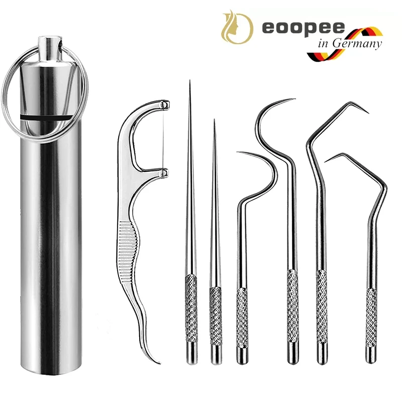 Stainless Steel Toothpick Set Tooth Flossing Reusable Toothpicks Portable Toothpick Floss Teeth Cleaner Oral Cleaning pet rubber pacifier dog toy interactive rubber soother pet dog cat puppy elasticity teeth dog chew toys tooth cleaning toy