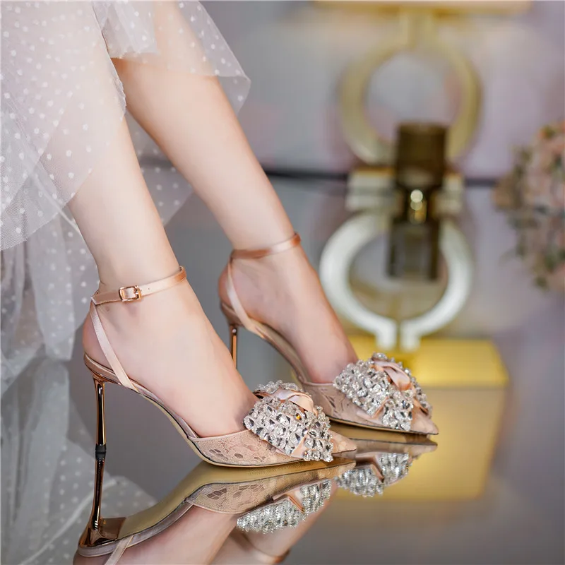 

Crystal Sandals Women Summer Sandalias Female Stiletto High Heels Women Pointed Toe Party Dress Shoes sandalias de las mujeres