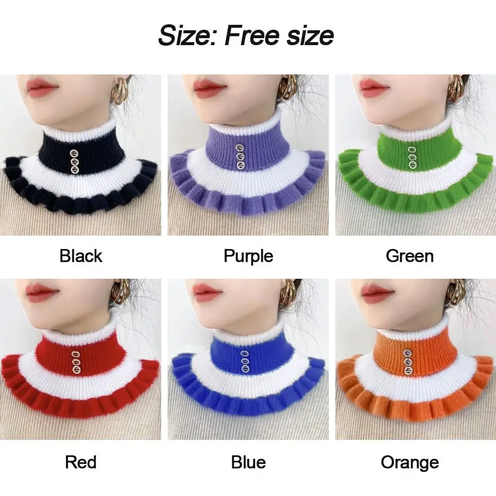 Winter Velvet Ruffle Thick Mink Stripe Diamond Fake Collar Warm Scarve Neck Guard Scarf Neck Warmer