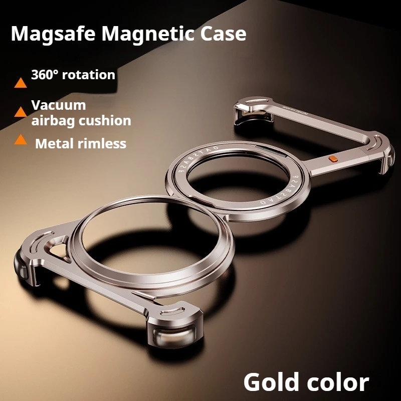 Eary Metal Phone Case with 360° Rotating Magnetic Kickstand and Shockproof Protection