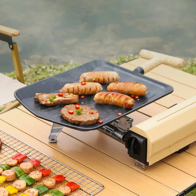 Mini BBQ Grill Pan Barbecue Griddle Frying Pan for Camping Outdoor Picnic  Teppanyaki Grill Plate Outdoor Camping Griddle - AliExpress