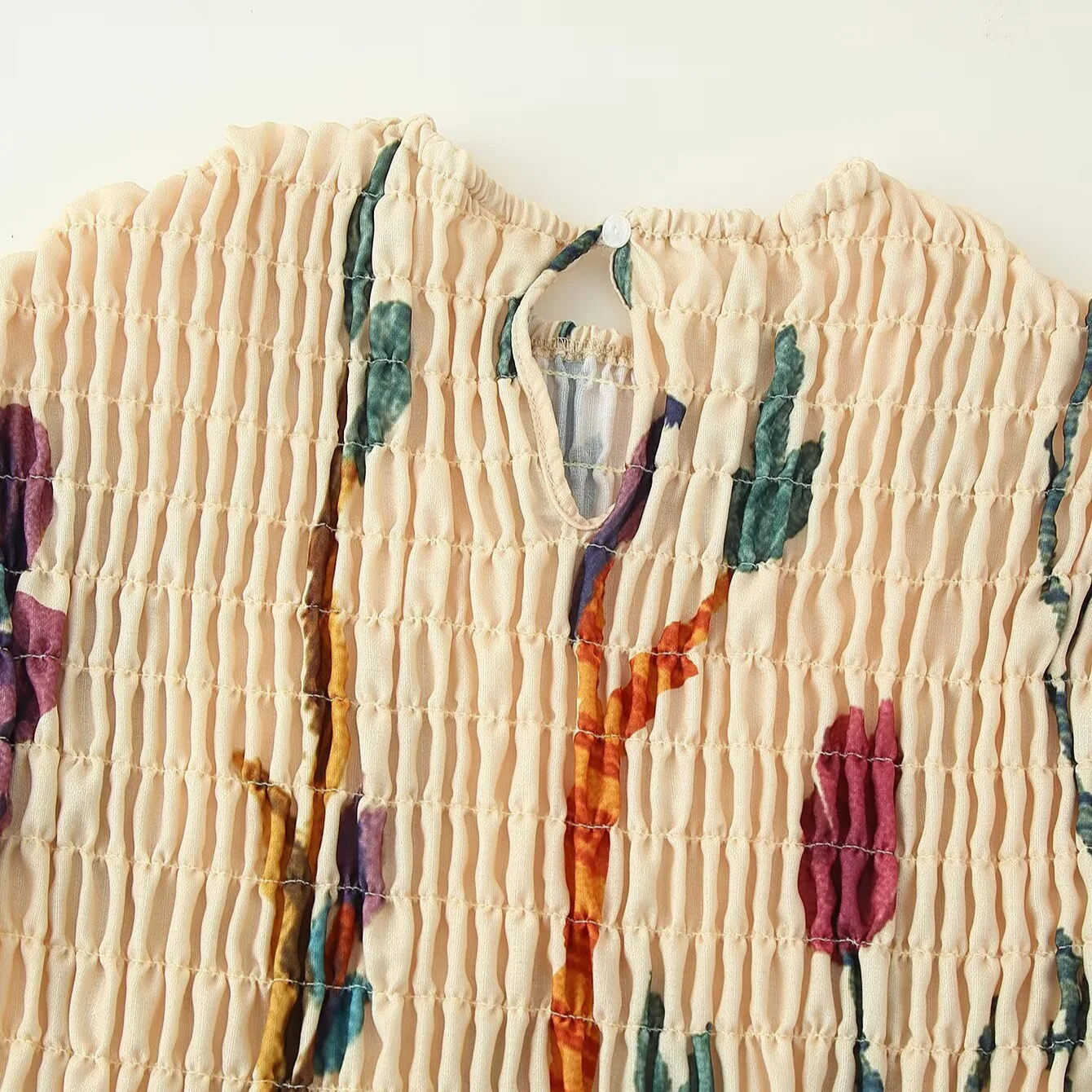 فستان طويل بطيات مطبوع بنمط عتيق فستان نسائي ربيعي...