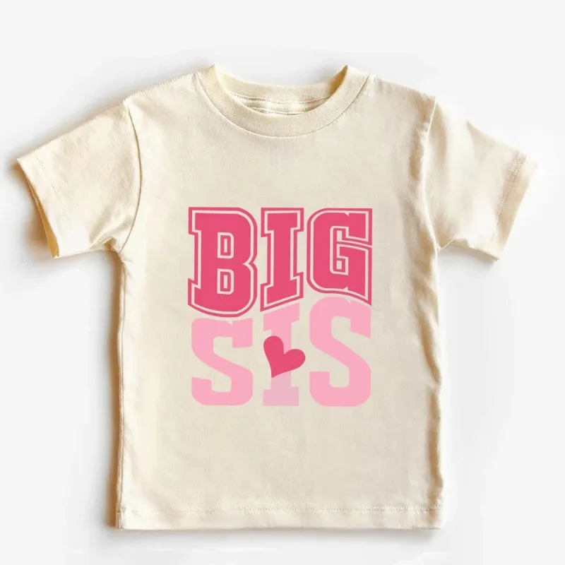 BIG SIS/LIL SIS Print Sister Family Matching Outfits Short Sleeve Kids T-shirt+oversized Bubble Romper Retro Sister Outfits 3