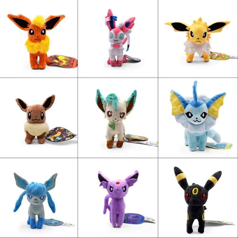 Pokemon Plush 17-20 Cm Anime Figure Dolls Espeon Kawaii  Flareon Eevee Family High Quality Pet Model Kids Toy Christmas Gift 4pcs set anime tayo the little bus educational toys cartoon mini plastic pull back bus car model toy for kids christmas gifts