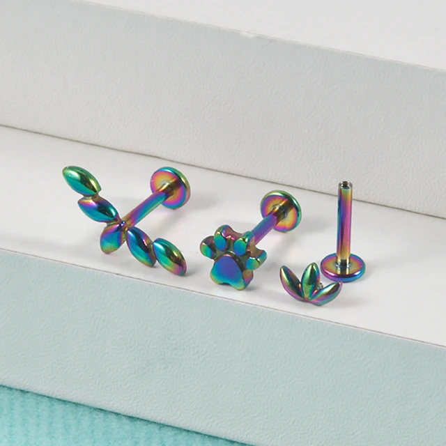 6 Orecchini Per Cartilagine 16G - Con CZ, Luna, Cuore, Foglia, Per Elice, Trago E Labret - Foto 9