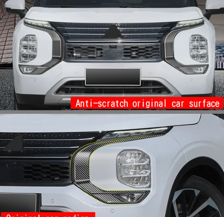 For Mitsubishi Outlander PHEV Accessories 24 ABS Front Bumper Side Strips Trim Decorate Beautify Grille Bright Stripe