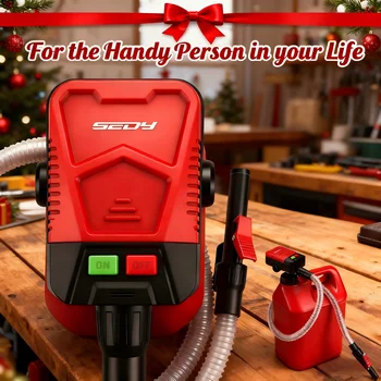 SEDY Automatic Fuel Transfer Pump with Auto-Stop Sensor(3.2 GPM), Battery Operated Gas Can Pump with 3 Can Adapters 1