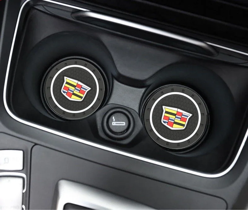 Cadillac antislip auto onderzetters pvc zwart logo