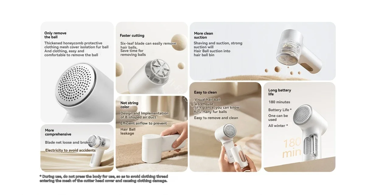 Xiaomi Mijia 2 Compact & Powerful Clothes Fuzz Shaver description image 2