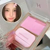 Pink Purple Mist Blusher Cream With Puff Matte Brighten Cheek Enhance Complexion Face Contouring Shadow Rouge Mud Makeup 4