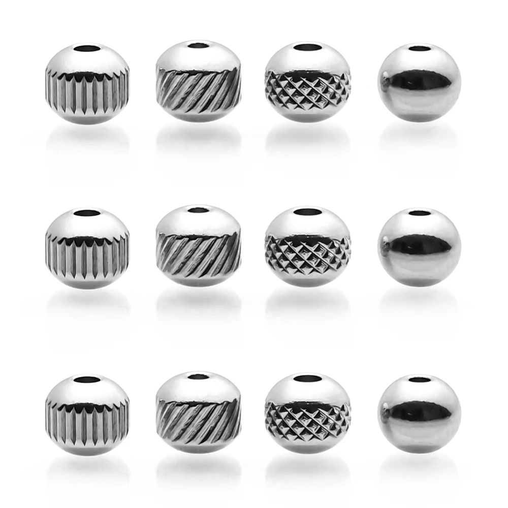 

30-100pcs Streaks shape Stainless steel beads Round Spacer Loose Beads For Jewelry Making DIY Finding Supplies Accessories