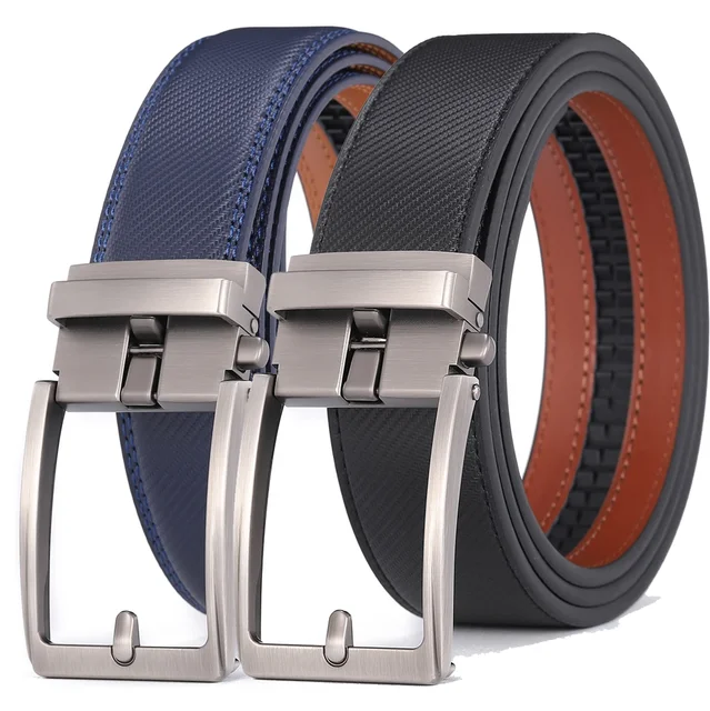 Unisex Click Belts for Men Luxury Brand Designer Fashion Automatic Buckle Genuine Leather Men's Belt Male Jeans Waist Strap Blue