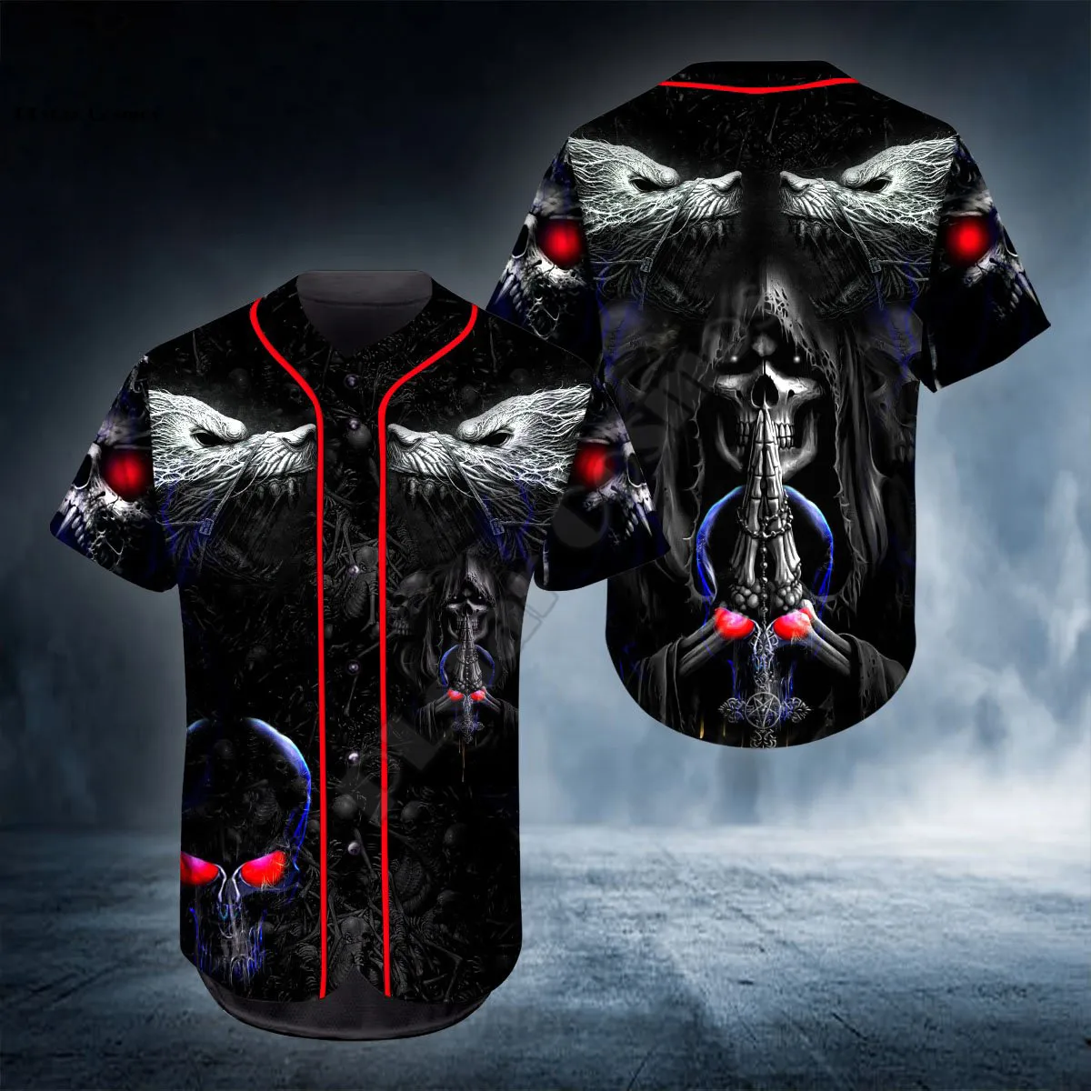 PLstar Cosmos Pray Skull Baseball Jersey Shirt Baseball Shirt 3D All Over Printed Shirts hip hop Tops Love Skull Gift