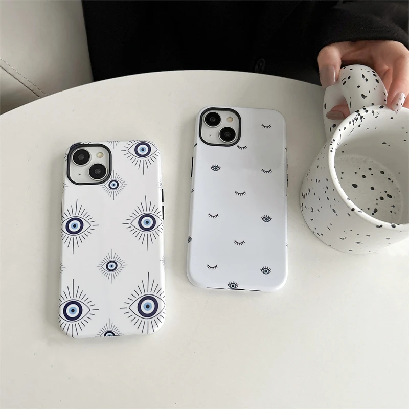 eye Phone Case Two-In-One Film Protective Shell For iPhone 15 14 13 12 11 Pro Max Plus Mini