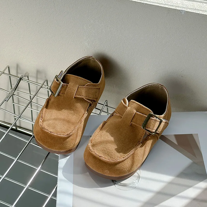Children's casual Boken shoes, boys' retro single shoes spring new item, girls' frosted leather soft sole Korean version