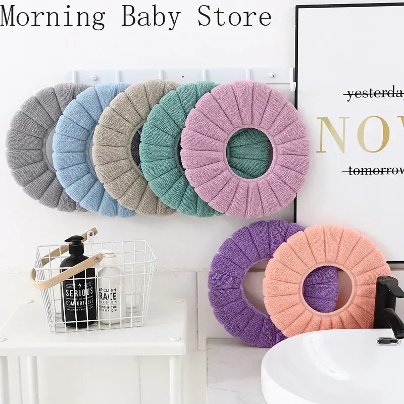 Toilet Seat Cover Toilet Mat Universal Pumpkin Pattern Toilet Seat Cover Warm Washable Knitting O-shape for Children Potty Training