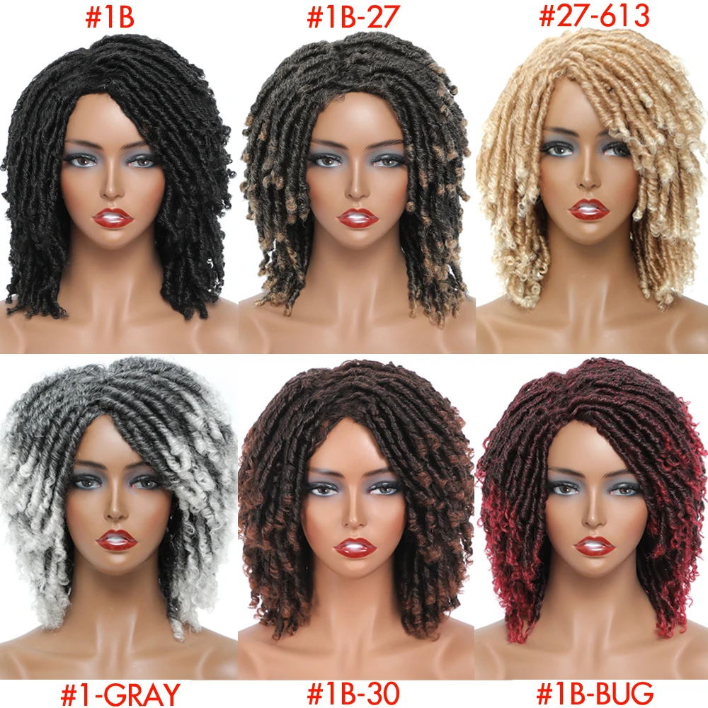 Upjoy Dreadlock 여성용 짧은 인조 머리 가발, 아프로 곱슬 트위스트 가발, 합성 크로셰 가발, 페루크 팜므