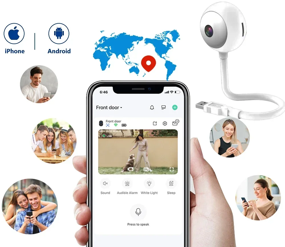 5MP Tuya Smart USB Light Bulb Mini Wifi Camera Indoor 2K Security Camera For Baby Monitor Auto Tracking Wireless IP Surveillance 6