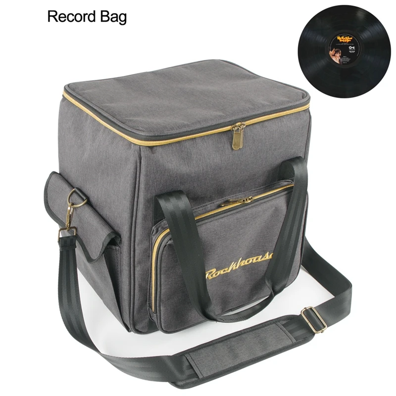 Rockhouse Vinyl Records Carrying Bag For 12Inch Vinyl Records LP Record Storage Bag Holds Up To 45 Albums
