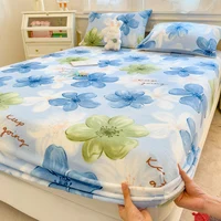 Soft Bedsheet Floral Style Bed Linen Skin-friendly Fitted Sheet Winter Bed Cover sabanas para cama (Pillowcase Need Order) 1