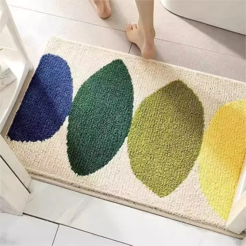 Bathroom floor mat Imitation cashmere absorbent floor mat bathroom door Household plush soft carpet