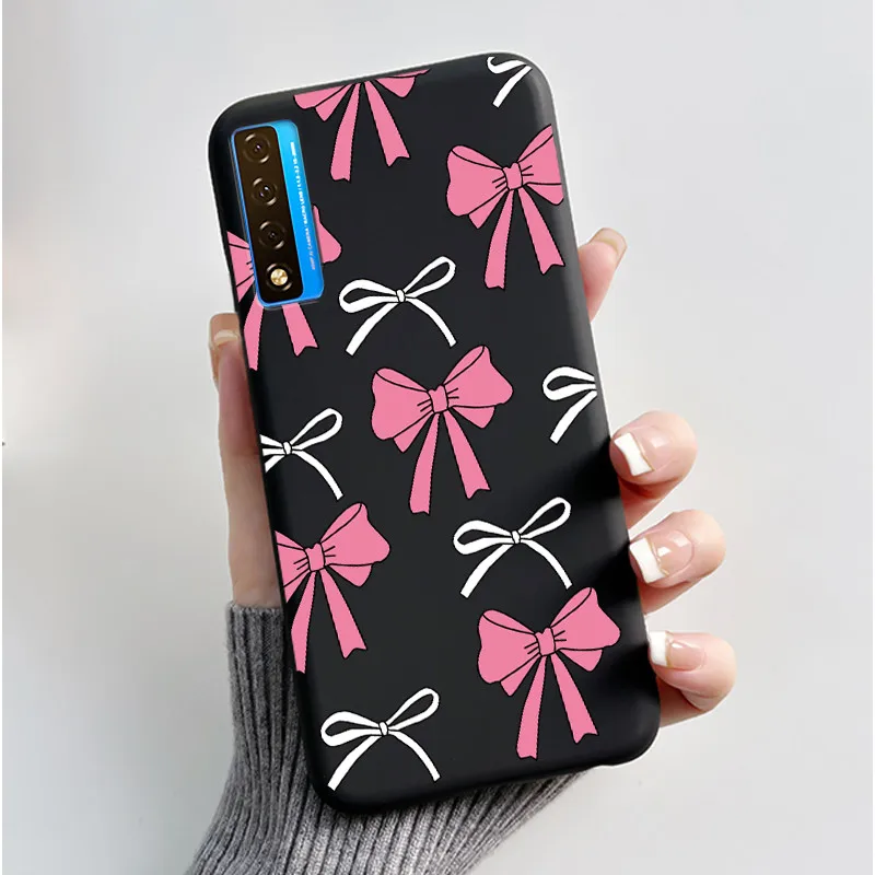 Floral Pattern Shockproof Case - Fashion Cartoon Design, Soft Black Cover