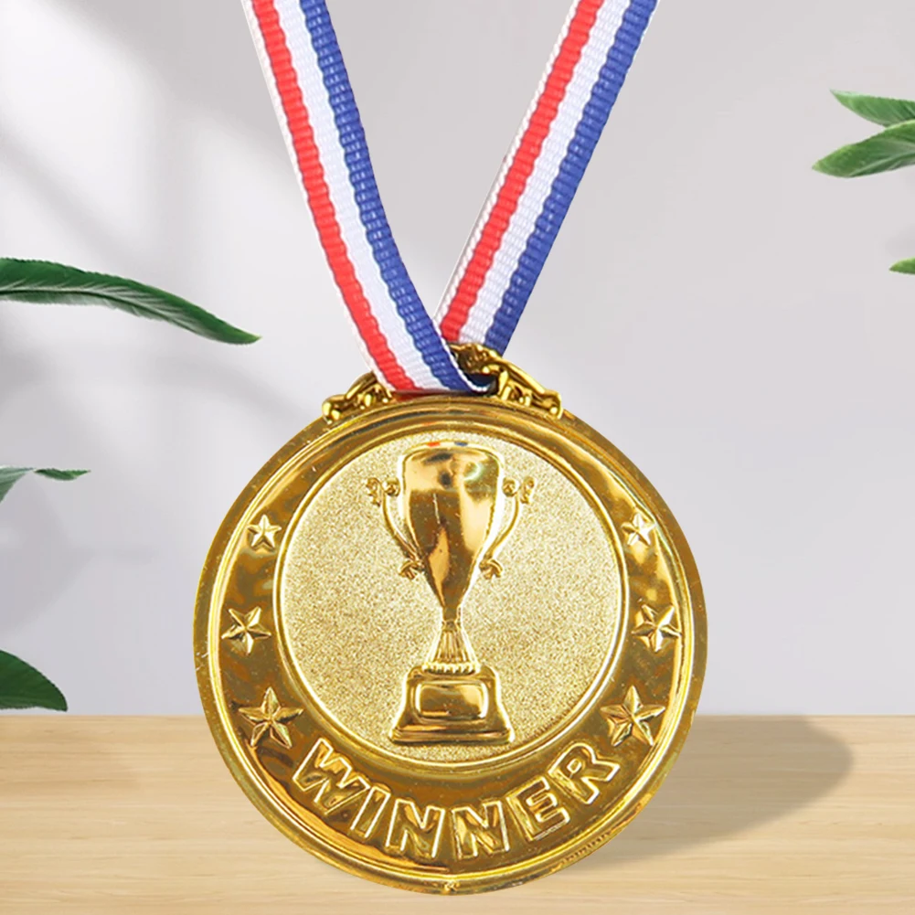 2.55 in Gold Plastic Winner Medal Medal Football Competition Prize Souvenir Gift Kids Golden Winner Awards for Kids Adults