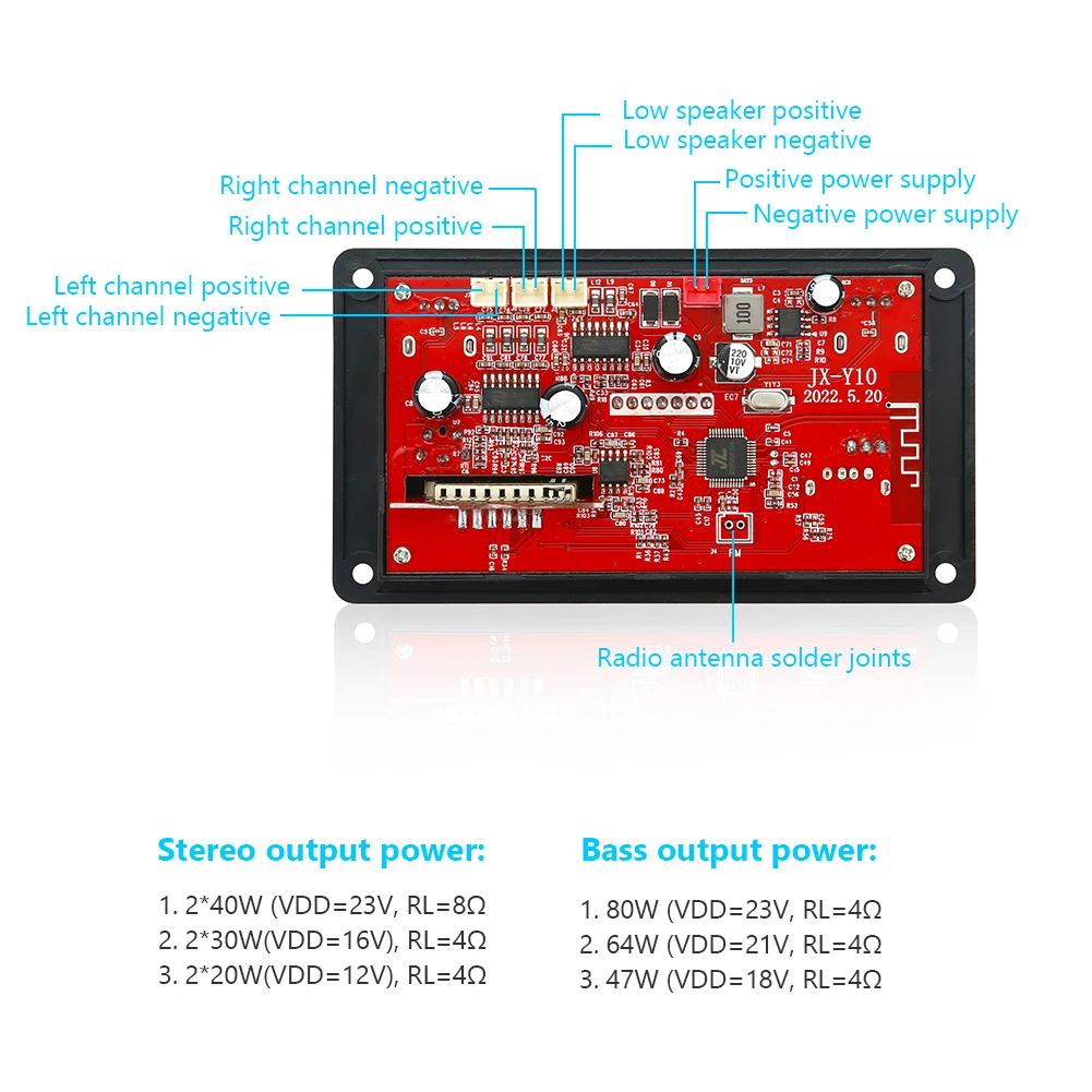 2*40W Amplifier Bluetooth 5.0 Car Audio USB TF FM Radio Module MP3 Player WAV Decoder Board 12V Support Handsfree Ca