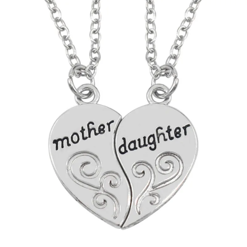 2 stücke antike versilberte Halskette modische Mutter schöne Tochter Kombination für Liebe Eltern Kind Stil Schmuck – Detail 14
