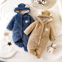 hibobi Winter Children's Cotton Jumpsuit Bear Shape Hooded Long-Sleeved Plush Romper Suitable For Children Under One Year Old 1