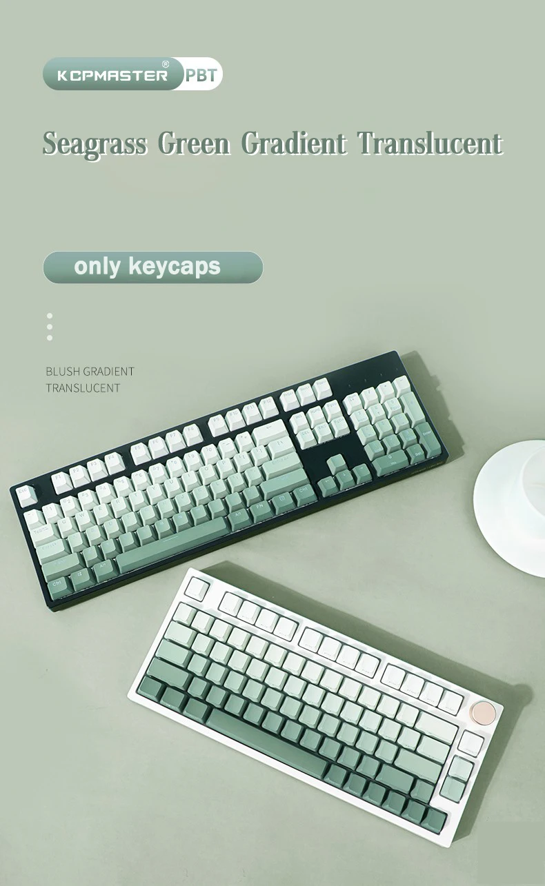 Verde Gradiente Keycaps, Perfil OEM, Backlit Transparente