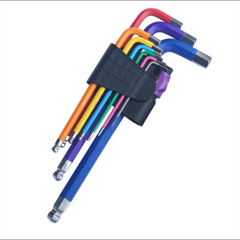 

Color Coded Ball-End Hex Allen Key L Wrench Set 9Pcs Torque Long Metric With Sleeve Hand Tools Bicycle Accessories 1.5mm-10mm