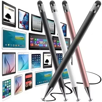 2-in-1 Stylus Pen High Sensitivity Disc Tip Rubber Tip Touch Pencil Suitable for Apple iPhone iPad Android Samsung Tablet Phone