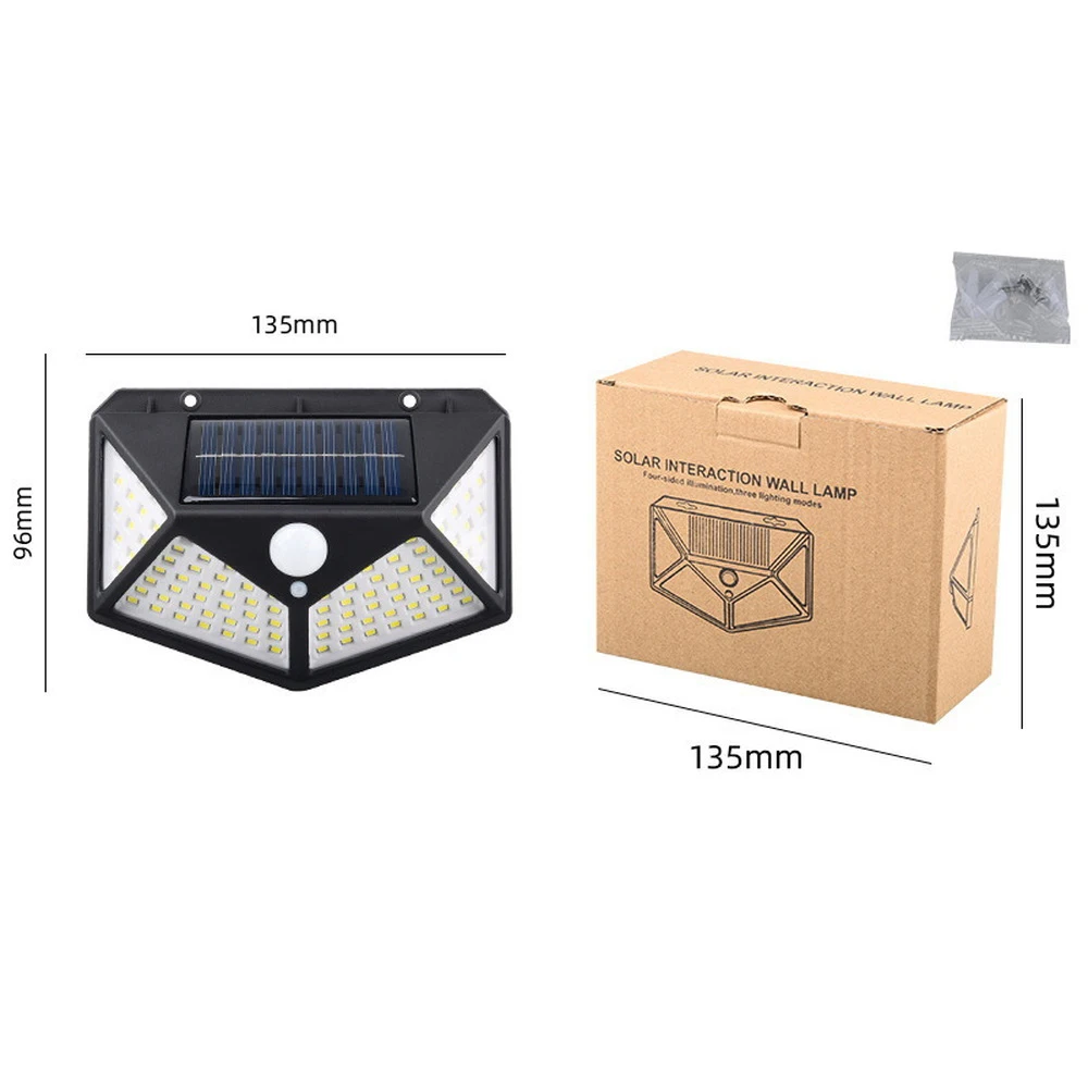 4 Stuks 100 LED Solar Sensor Motion Light - Waterdichte Zonnelampen Buiten Met 3 Modi Voor Tuin En Terras