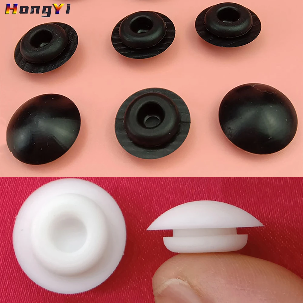 5PCS 9.5mm Hole Plug Snap-on Silicone Rubber Seal T-Shape Gasket Inserts Bungs Blanking End Caps Stopper Black White -40℃ - 250℃