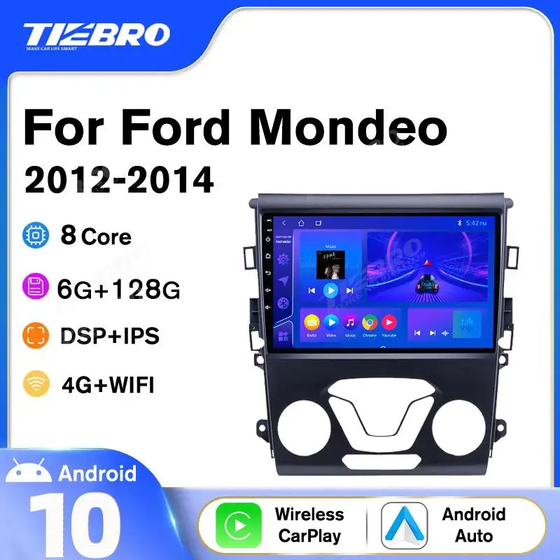 

Автомагнитола TIEBRO 2 Din Android 10 для Ford Mondeo 2012-2014 Аксессуары навигация Сенсорный экран рулевое колесо мультимедийный плеер