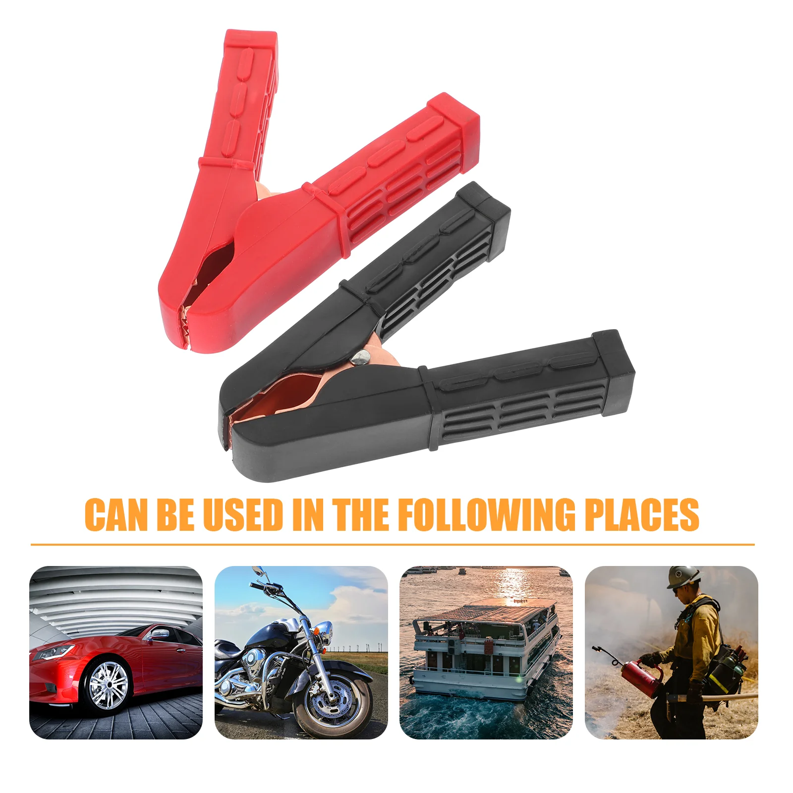 Charging Clamps 2pcs Copper Plated Car Truck Alligator Clips Electrical Test Clamp Jumper Cable Clamps Insulated Wiring